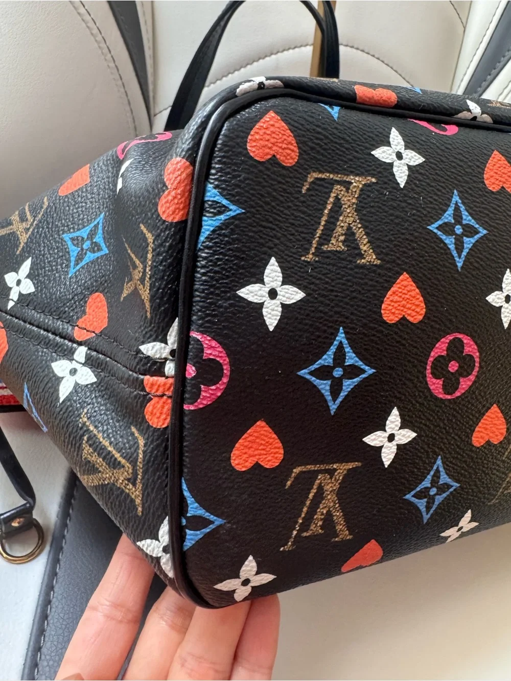 Louis Vuitton Black Monogram Playing Card Tote limited edition bag mm size